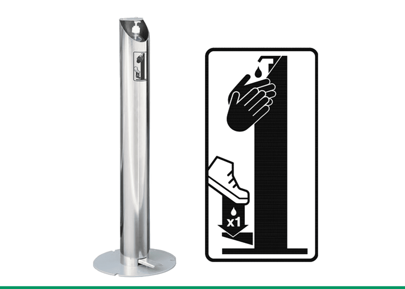 hand sanitiser dispenser in stainless steel